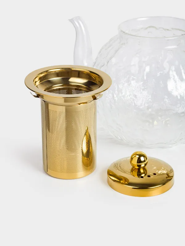 Чайник заварочный, 1,3 л, стекло Б/сталь, золотистый, Glacial gold, image-4