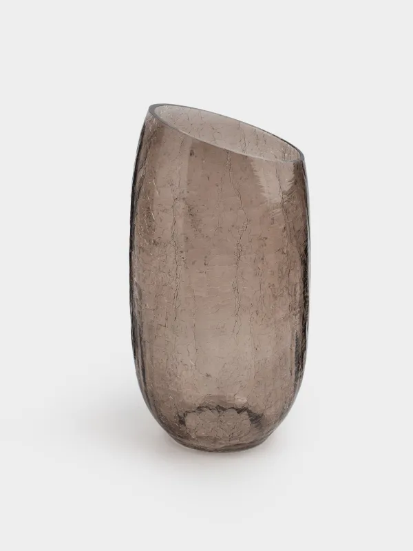 Гүл вазасы, 26 см, шыны, қоңыр, Кракелюр, Ice, image-0