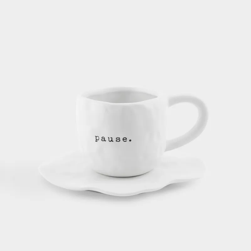 Шай жұбы, 1 адам, 2 зат 450 мл, керамика, ақ, Pause, Crumple font