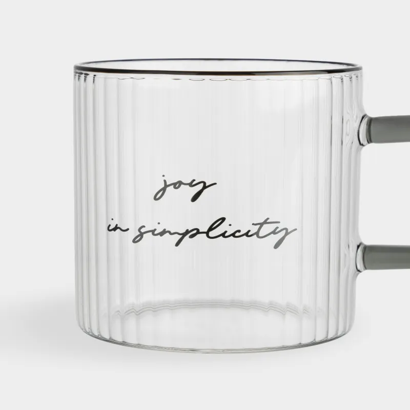 Саптыаяқ, 420 мл, шыны Р, қара тұтқа, Joy in simplicity, Ribby font, image-1