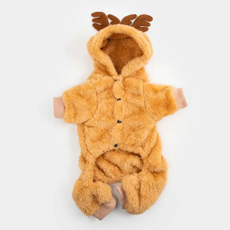 Жануарларға арналған комбинезон, 30 см, өлшемі S/M, полиэстер, сарғылт-қоңыр, Бұғы, Christmas pet, image-0