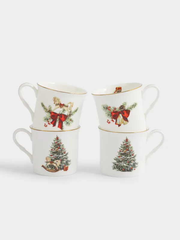 Саптыаяқ, 300 мл, 4 дана, фарфор F, ақ, Микс, Christmas miracle classic, image-0