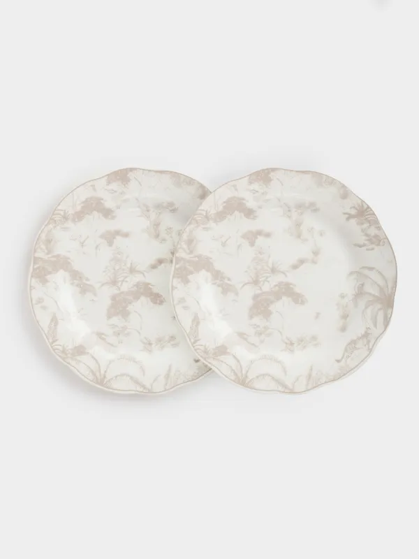 Тіскебасар тәрелкесі, 19 см, 2 дана, фарфор P, ақ және сарғылт-қоңыр, Джунгли, Tropical, image-0