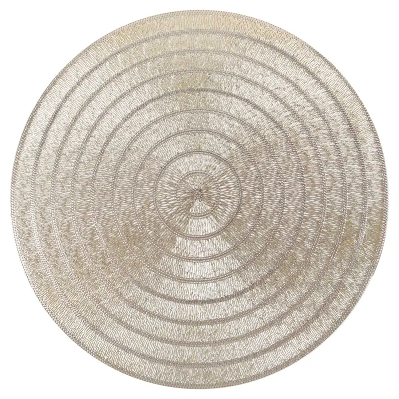 Салфетка под приборы, 38 см, ПВХ, круглая, золотистая, Кольца, Azhur