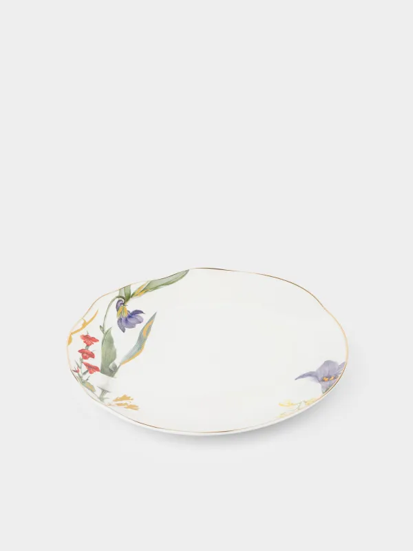 Тарелка закусочная, 22 см, фарфор N, белая, с золотистым кантом, Цветы, Night flower, image-1