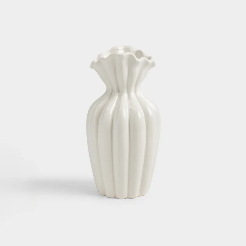 Гүл вазасы, 22 см, фарфор Р, сүт түстес, Иілімдер, Crumple