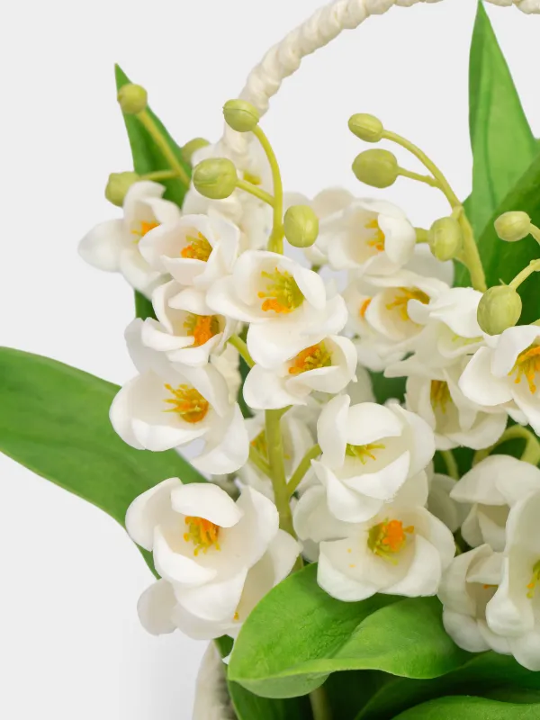 Растение искусственное, 25 см, в корзине, полиуретан/ПВХ, Белые ландыши, May-lily, image-2