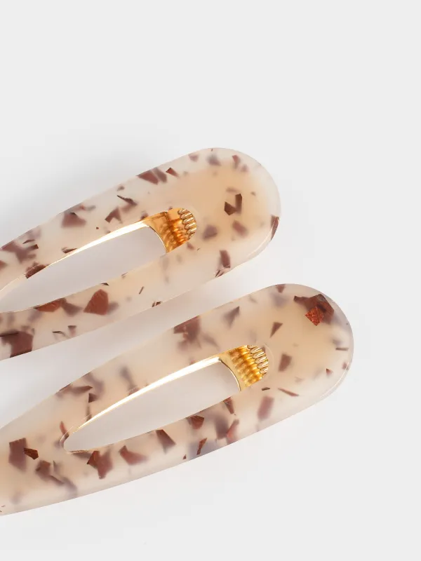 Шаш қыстырғыш, 7 см, 2 дана, акрил/металл, сүт түстес, інжу-маржан, Гламур, Glam, image-3