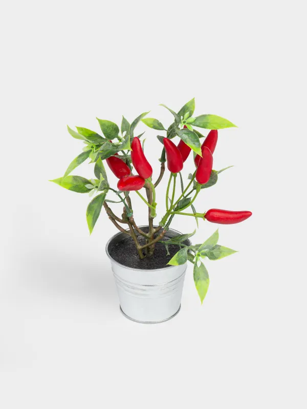Композиция декоративная, 20 см, в горшке, пенопласт/пластик, Красный перец, Vegetable shape, image-1