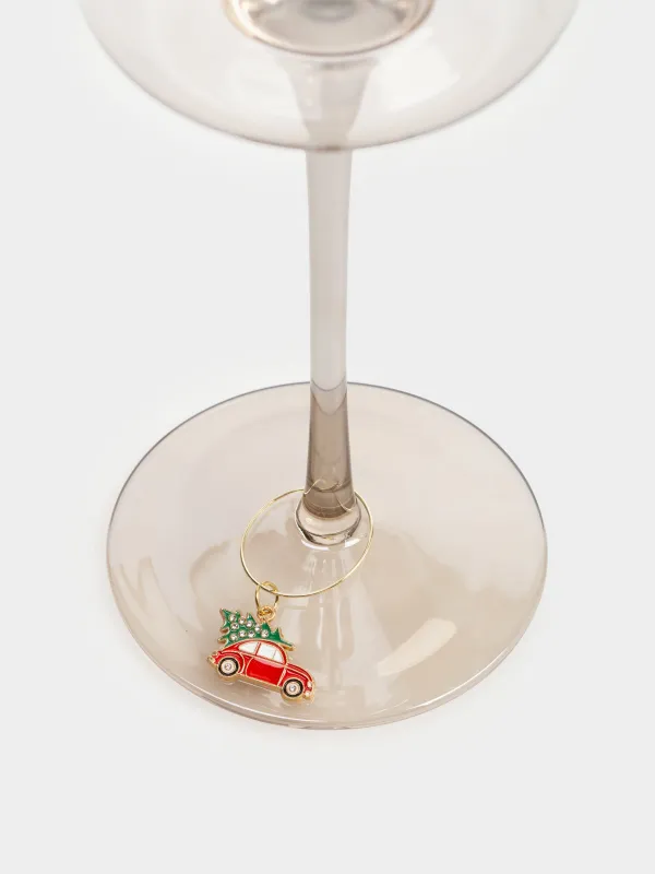 Бокалға арналған аспа, 6 дана, металл/страздар, Жаңа жылдық рәміздер, Christmas time, image-4