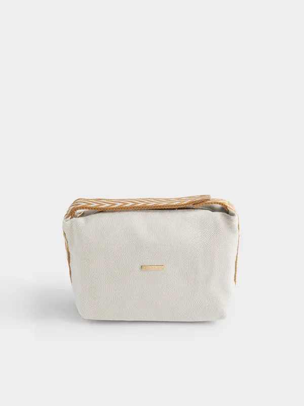 Косметика сөмкесі, 23х13 см, тұтқасы бар, полиэстер, сарғылт, Canvas, image-0