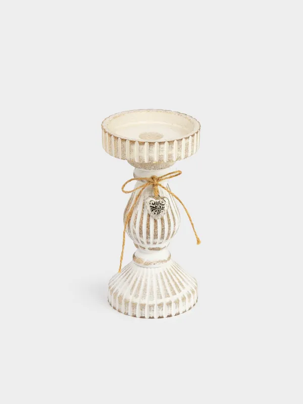 Шырағдан, 19 см, аяғы, ағаш, ақ, Ethno, image-1