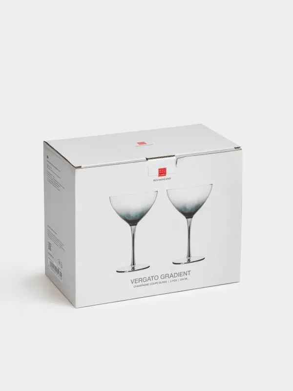 Шампан бокалы, 230 мл, 2 дана, шыны, сұр градиент, Vergato gradient, image-4