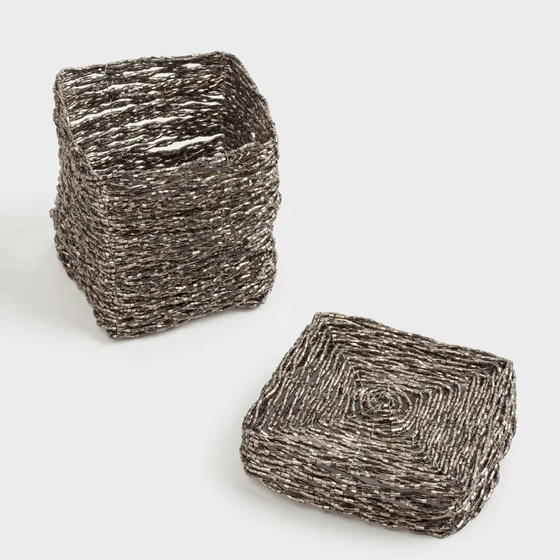 Шкатулка, 10 см, бисер, темно-серая, Shiny beads, image-4