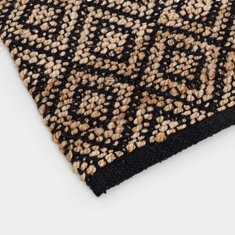 Коврик, 60х100 см, джут/хлопок, песочный/черный, Ромбы, Jute, image-1