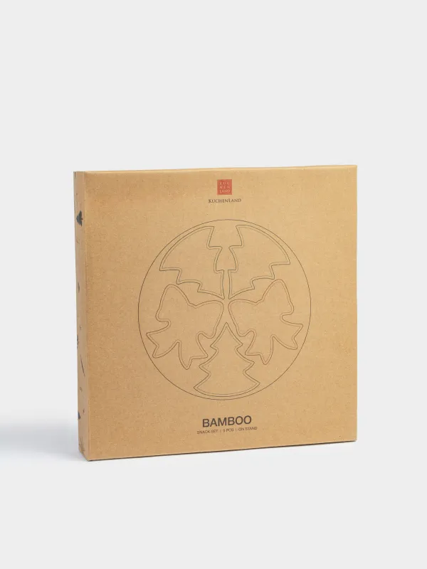 Тіскебасарларға арналған жиынтық, 5 зат, айналмалы, тұғырда, керамика/бамбук, Шыршалар мен бантиктер, Bamboo, image-5