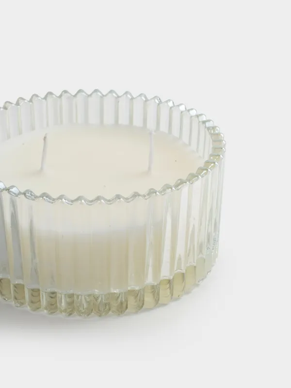 Свеча ароматическая, 11х5 см, в подсвечнике, с крышкой, перламутр, стекло, Raw Space, Бантик, Elegant, image-2