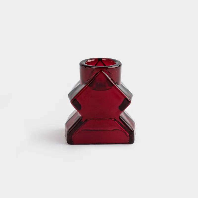 Подсвечник, 6 см, для тонкой свечи, стекло, красный, Елка, Fir shape