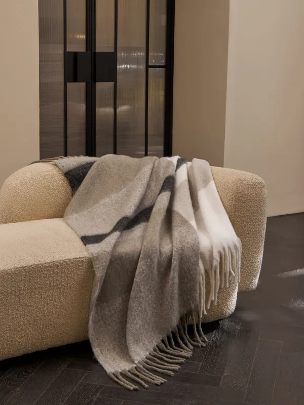 Жамылғы, 150х170 см, шашағы бар, акрил, сұр-сарғылт-қоңыр, Тор, Hazel, image-0