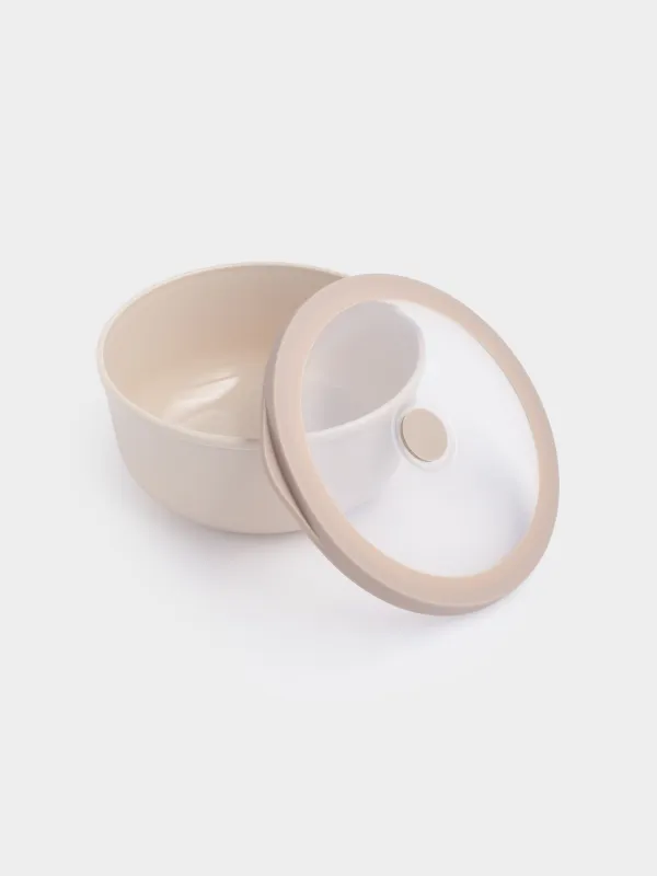 Набор мисок, 3 шт, с крышкой, пластик/силикон, бежевый, Galori, image-6