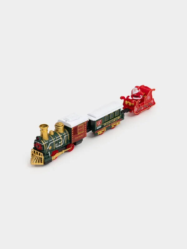 Железная дорога игрушечная, S, музыкальная, с подсветкой, пластик, Санта на санях, Game rail, image-9
