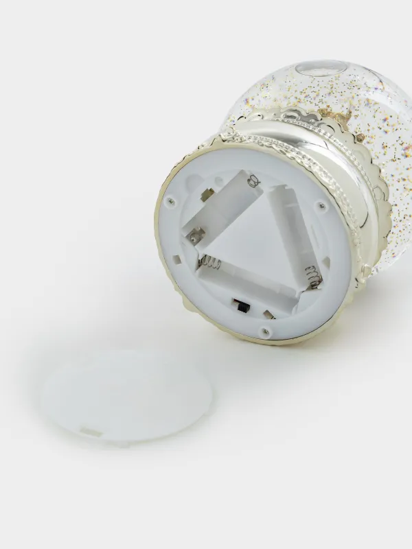 Снежный фонарь, 15 см, с подсветкой, пластик, золотистый, Лошадь в шаре, Golden style, image-4