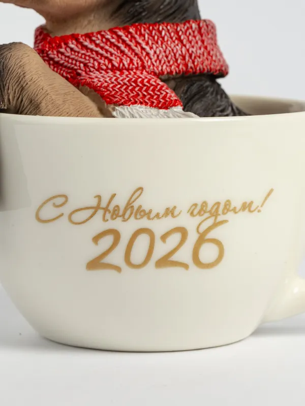 Статуэтка, 15 см, полирезин/керамика, бежевая, Лошадь в кружке, Horse christmas, image-3