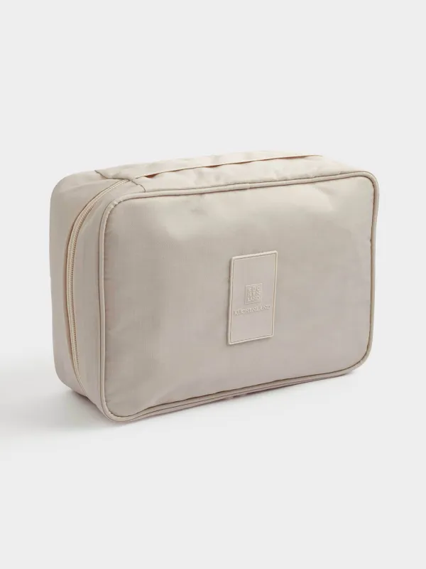 Косметичка дорожная, 27х18 см, полиэстер, бежевая, Easy Travel, image-1