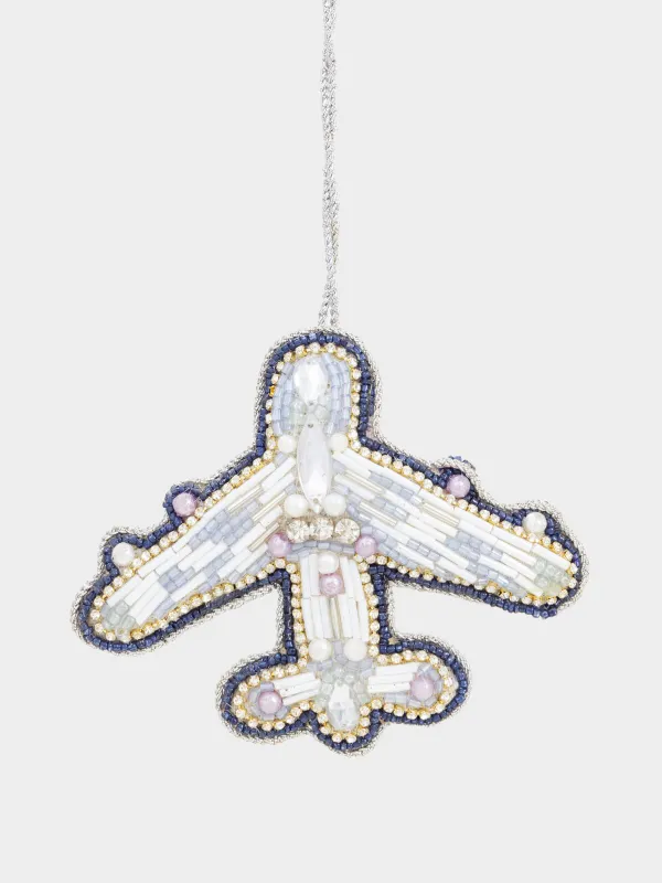 Шырша ойыншығы, 10 см, моншақ/полифилл, көгілдір, Ұшақ, Beads figure, image-0