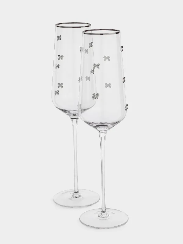 Бокал для шампанского, 300 мл, 2 шт, кристальное стекло, с серебристым кантом, Ferentino decor, image-1