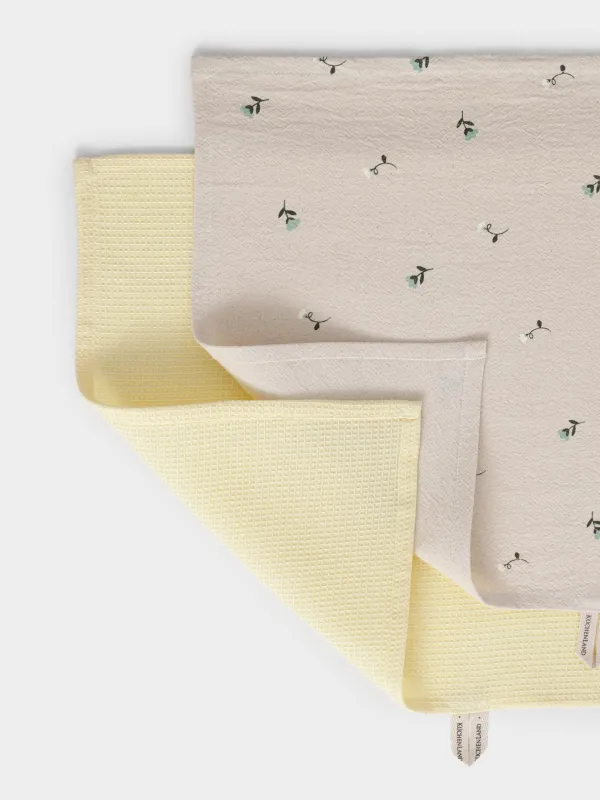 Асүйлік сүлгі, 40х60 см, 2 дана, мақта, сарғылт-қоңыр/жасыл, Гүлдер, Meadow, image-3