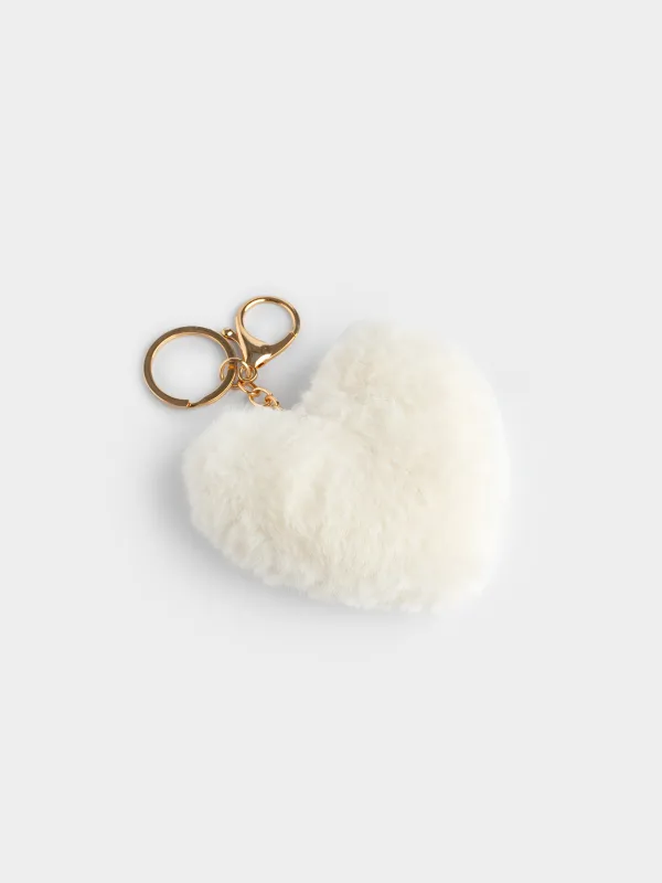 Брелок, 13 см, мягкий, полиэстер/металл, молочный, Сердце, Wooly, image-2