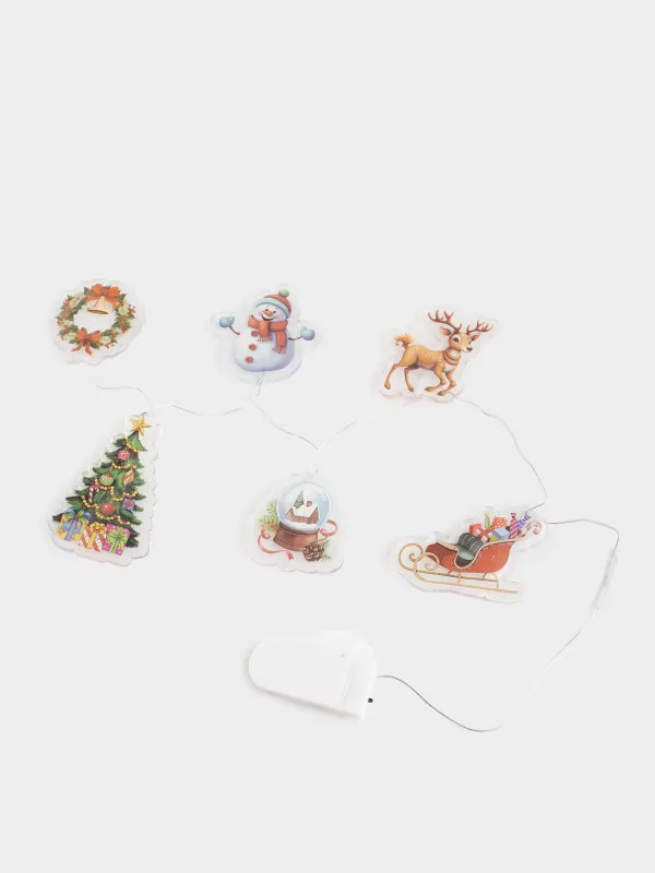 Жапсырмалар жинағы, 14х30 см, 6 дана, жарықтандырылған, қайта пайдалануға болады, термопластик, Шырша, Christmas decal, image-1