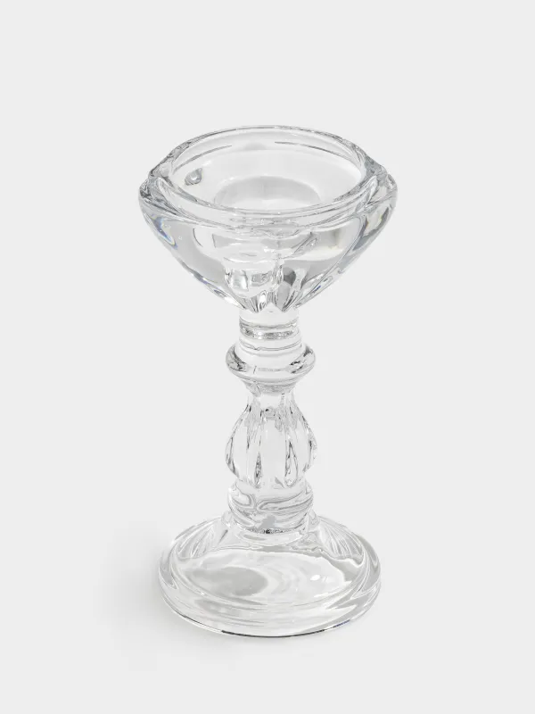 Шам ұстағыш, 20 см, бір шамға арналған, сабағында, шыны, Clear, image-1