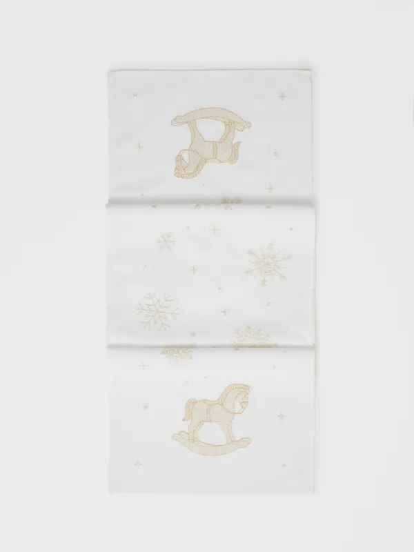 Үстел төсеніші, 40х160 см, полиэстер, сүт түстес, Жылқы, Snow horse, image-0