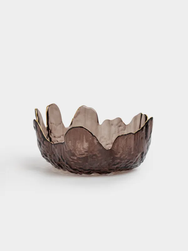 Салат ыдысы, 18х7 см, 700 мл, шыны, қоңыр, алтын жиегі бар, Nautilus color, image-0