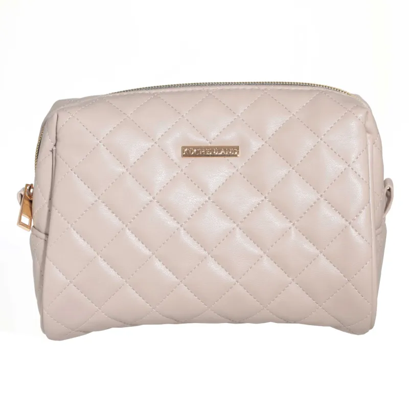 Косметика сөмкесі, 21х13 см, полиуретан, сарғылт, Quilted, image-0