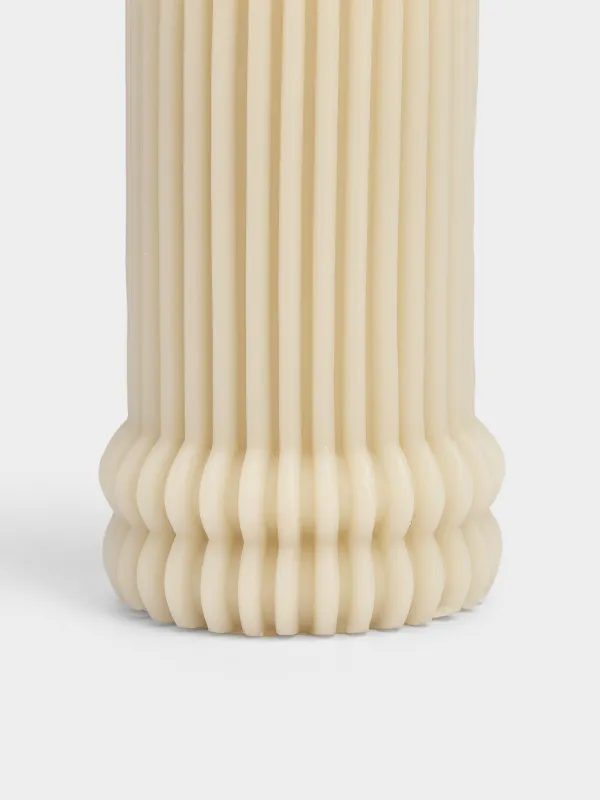 Свеча, бежевая, Ribbed candle, image-1