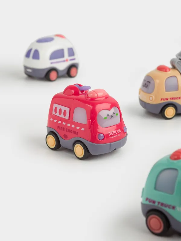 Набор игрушек, 6 см, 4 пр, инерционный, пластик, Машинки, Kids cars, image-2