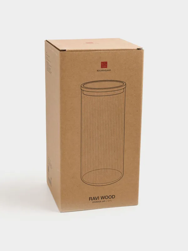Сусымалы өнімдерге арналған құты, 1,7 л, Б шыны/ағаш, Ravi wood, image-8