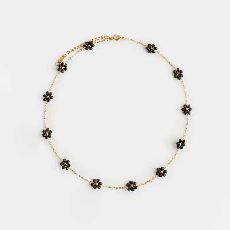 Цепочка, 45 см, металл/стекло, золотистая, Цветы, Jewelry flower