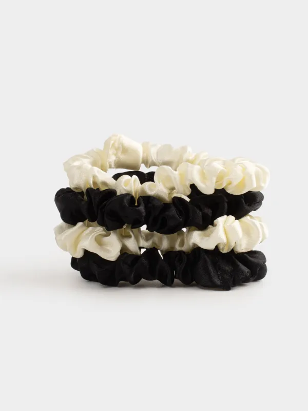 Шашқа арналған серпімді жолақ, 6 см, 4 дана, Жүректе, сатин, сүт / қара, Silk, image-1