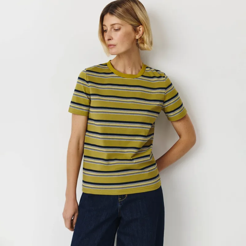 Әйелдер футболкасы, size L, мақта/полиэстер, жасыл, Жолақ, Malgoscha