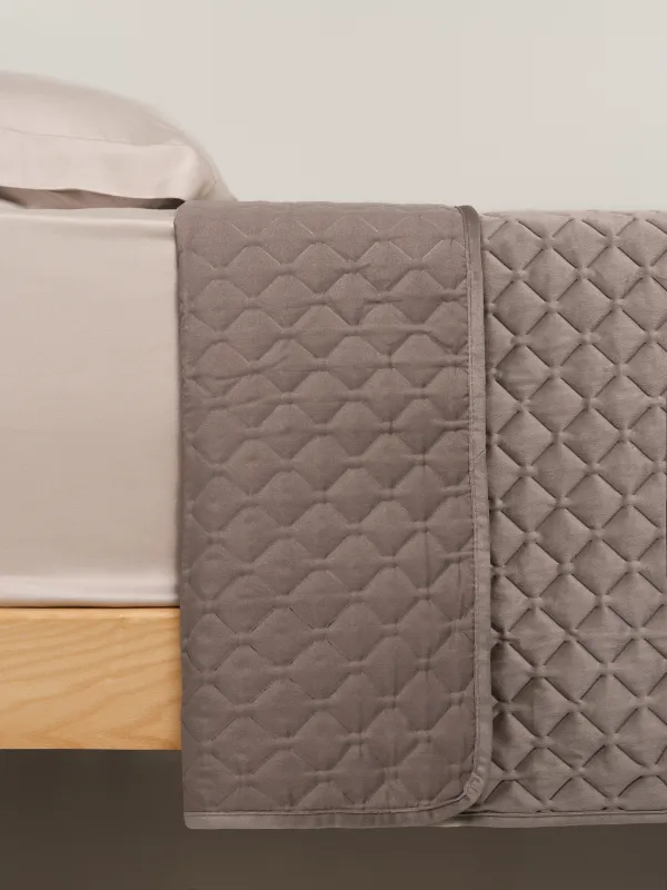 Покрывало, 220х240 см, стеганое, вельвет/микрофибра, сиреневое, Stitch velvet, image-2