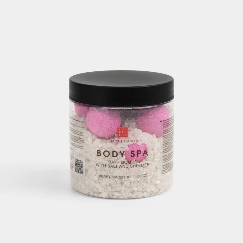 Ваннаға арналған бомба, 500 гр, 10 дана, тұзы мен шиммері бар, сақтауға арналған құтыда, Бабл-гам, Body spa