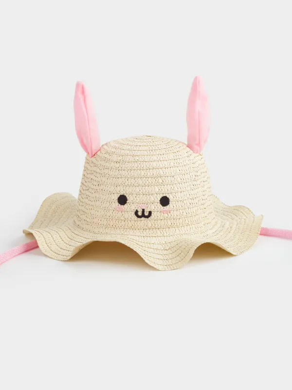 Шляпа детская, 57 см, единый размер, целлюлоза/полиэстер, бежевая, Зайка, Banjo, image-4