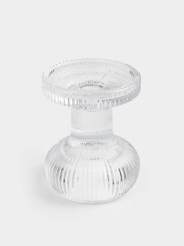 Подсвечник, 11 см, для одной свечи, на ножке, стекло, Ribedic, image-1