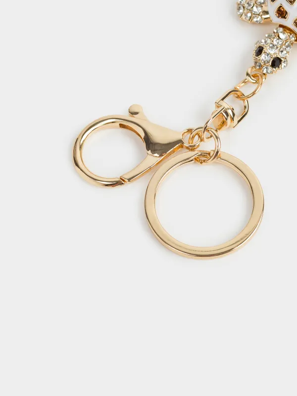 Салпыншақ, 12 см, металл/страздар, алтын, Тасбақа, Keychain crystal, image-2