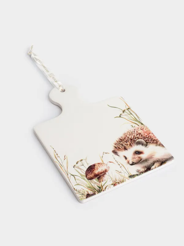 Подставка под горячее, 17х24 см, с ручкой, керамика/пробка, белая, Еж, Forest hedgehog, image-1