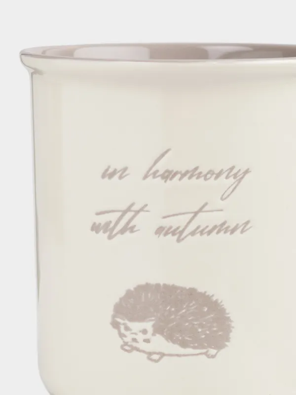 Саптыаяқ, 430 мл, фарфор N, сүтті-сарғылт-қоңыр, Кірпі, Forest animals, image-1